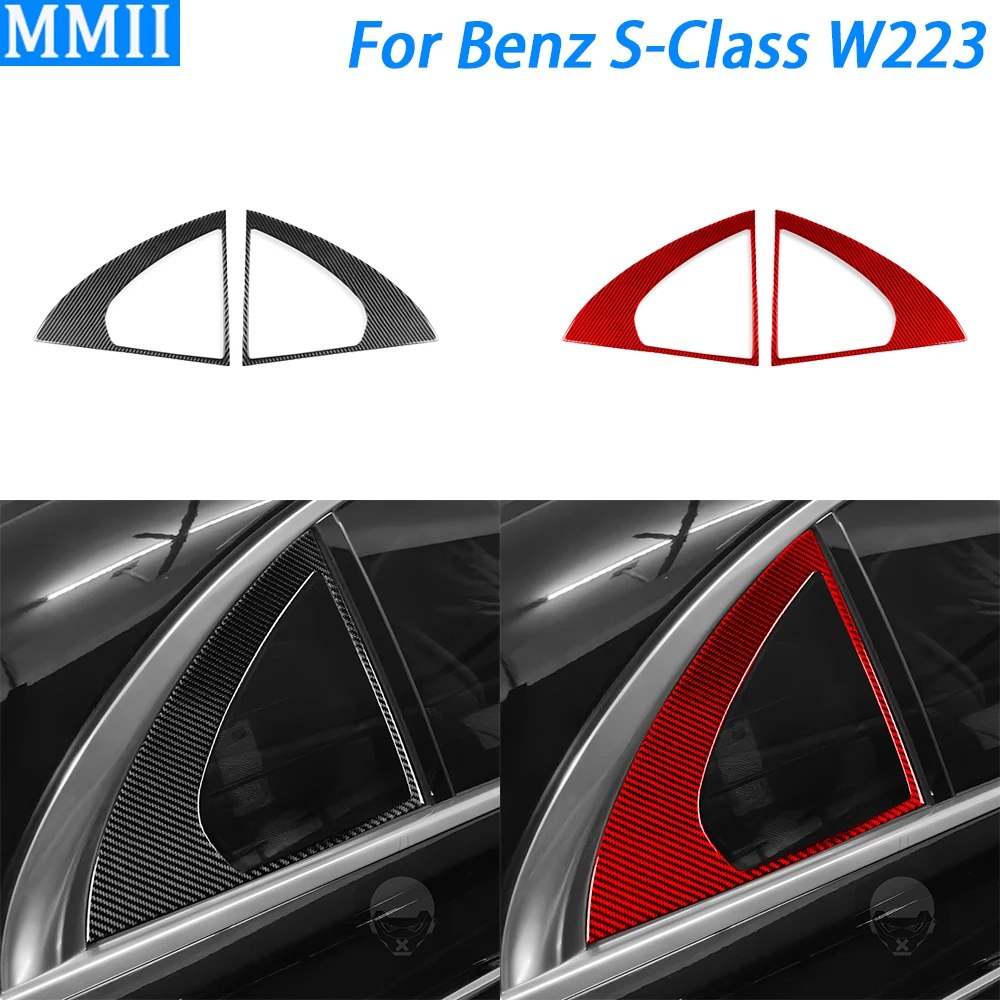 For Benz S-Class W223 2021-2024 Real Carbon Fiber Rear Window Triangle Panel Cover Decorative Car Decoration Accessories Sticker