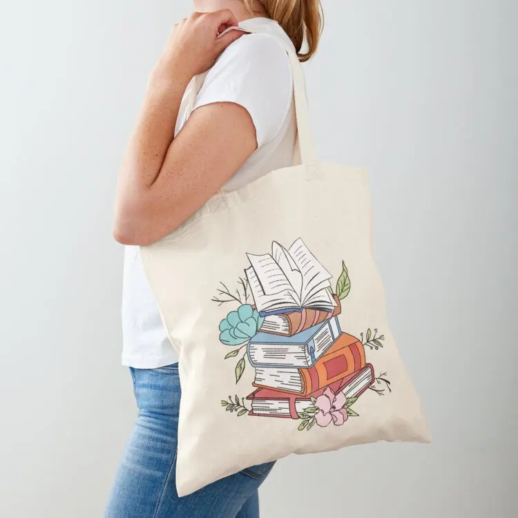 

Books and flowers Tote Bag shopping bags foldable eco pack tote bag hand bags