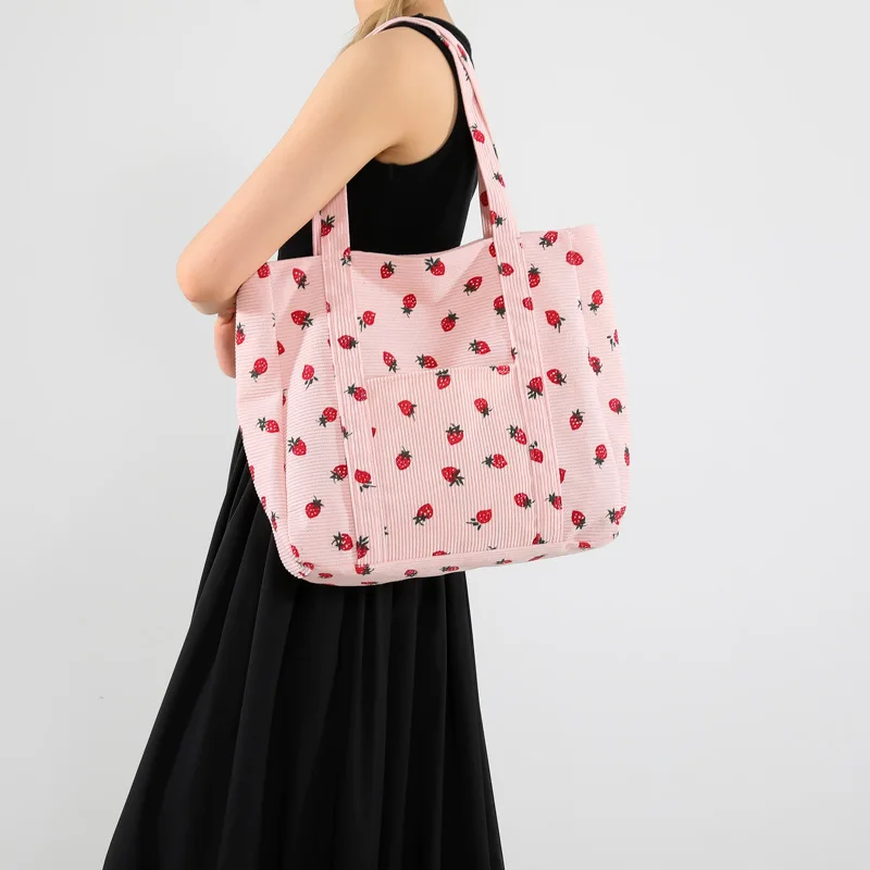 

Sweet Women's Handbag Fashionable High End Corduroy Printed Shoulder Bag Leisure Shopping Commuter Women's Underarm Bags