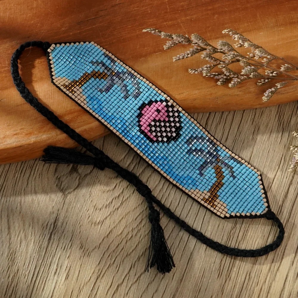 

Богемный браслет из бисера, ручная вязка, регулируемый дизайн в виде кленовой рыбы, простая рисовая бусина, оригинальность