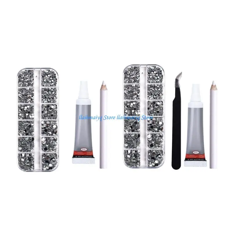 573B Multipurpose 12 Storage Box Containing Flat Back Resin Gemstones For Craft