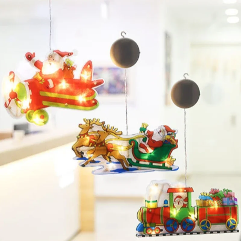 LED Christmas Decoration Suction Cup Light, Santa Claus Snowman Shaped Light, Christmas Shop Window Decoration, Home Decoration