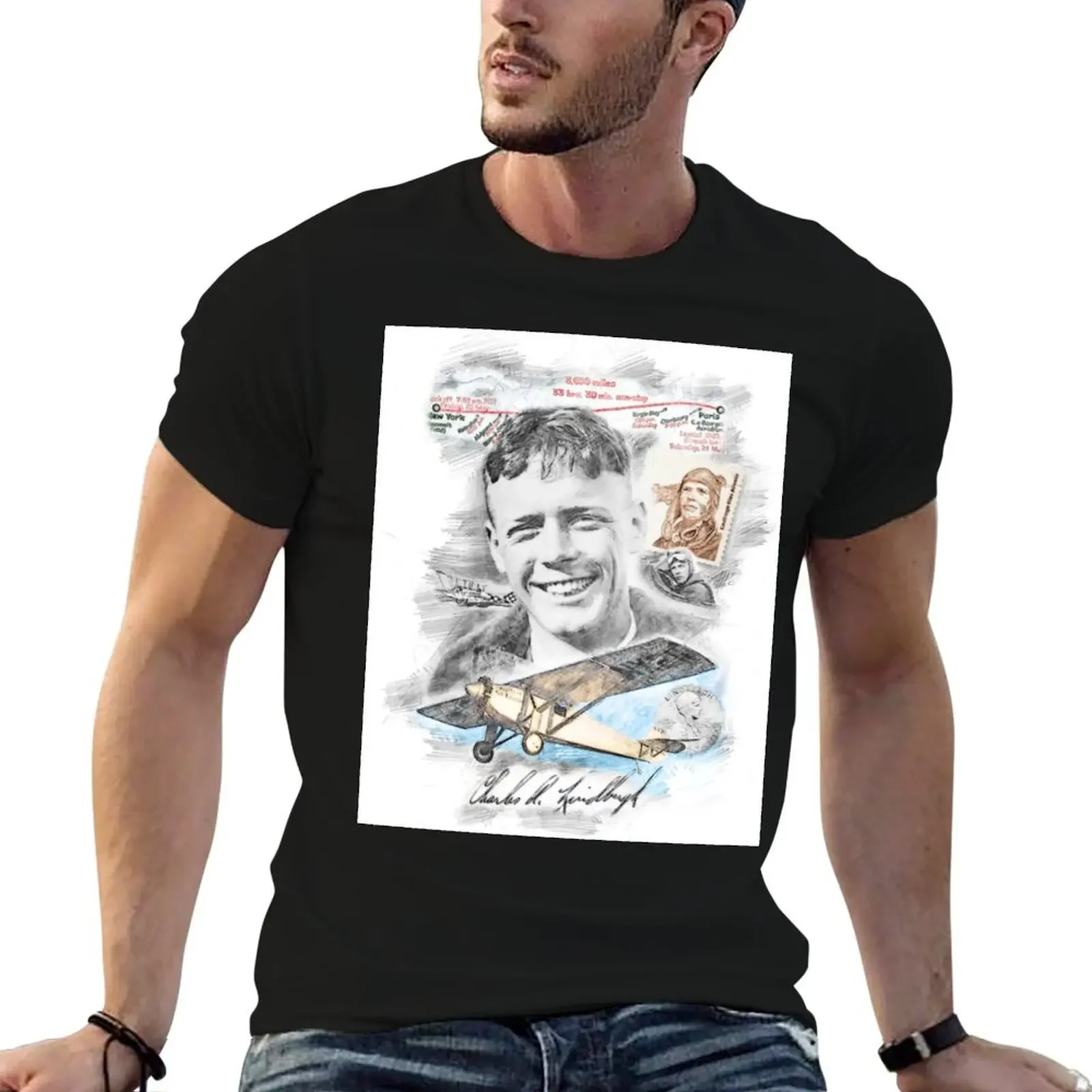 

Charles Lindbergh T-Shirt sublime customs plus sizes tshirts personalised black t shirts for men