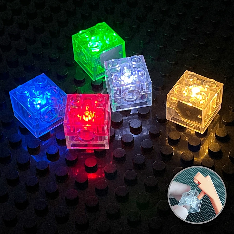 5Pcs 2x2 Thick Square LED Light Flash Color Accessories Classic Brick Education Light-Emitting Compatible Leduo Building Block