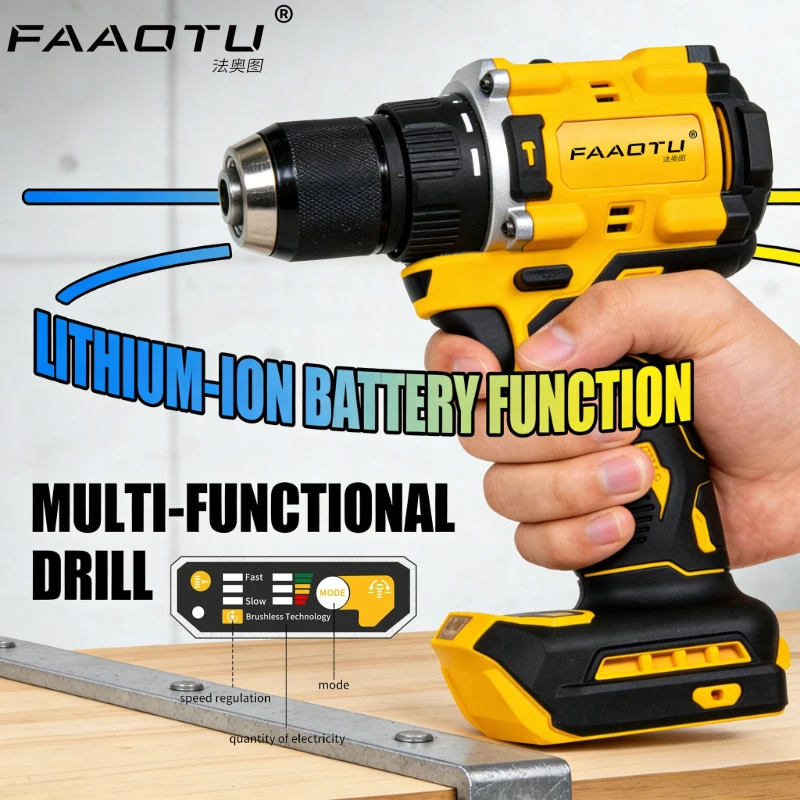 

Аккумуляторная бесщеточная дрель-шуруповерт FAAOTU 805 20V (только инструмент) для дерева, металла, пластика, совместима с аккумуляторами DW