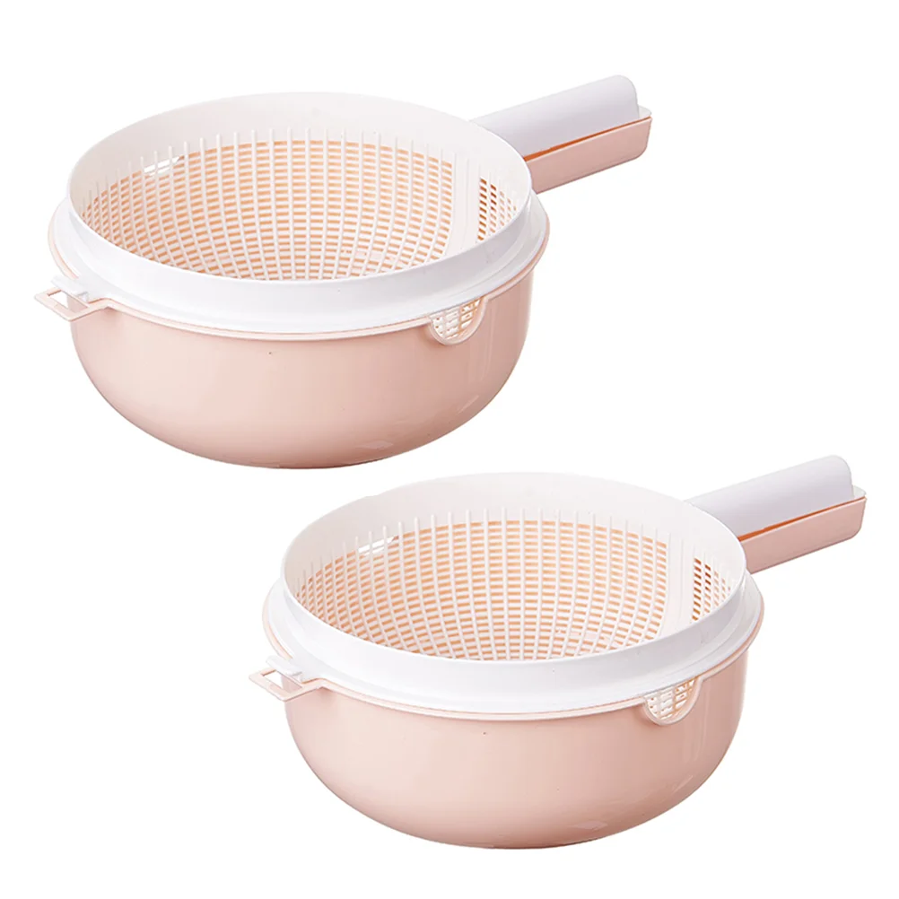 

2 Pcs Draining Basket with Handle Double Layers Washing Foldable Fruit Vegetable