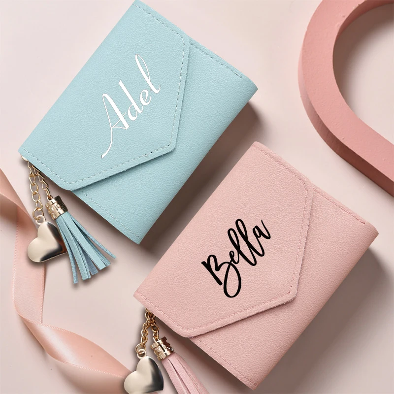 Cartera de cuero personalizada para mujer, bolso de tarjeta, grabado de dama de honor, fiesta nupcial, minimalista, regalos de boda, favores de