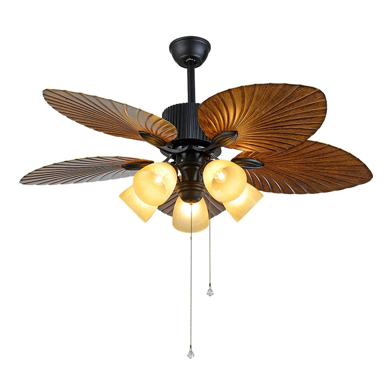 

Furniture Lighting Fan Lamp American Hotel LED Inverter Chandelier Leaf Ceiling Fan