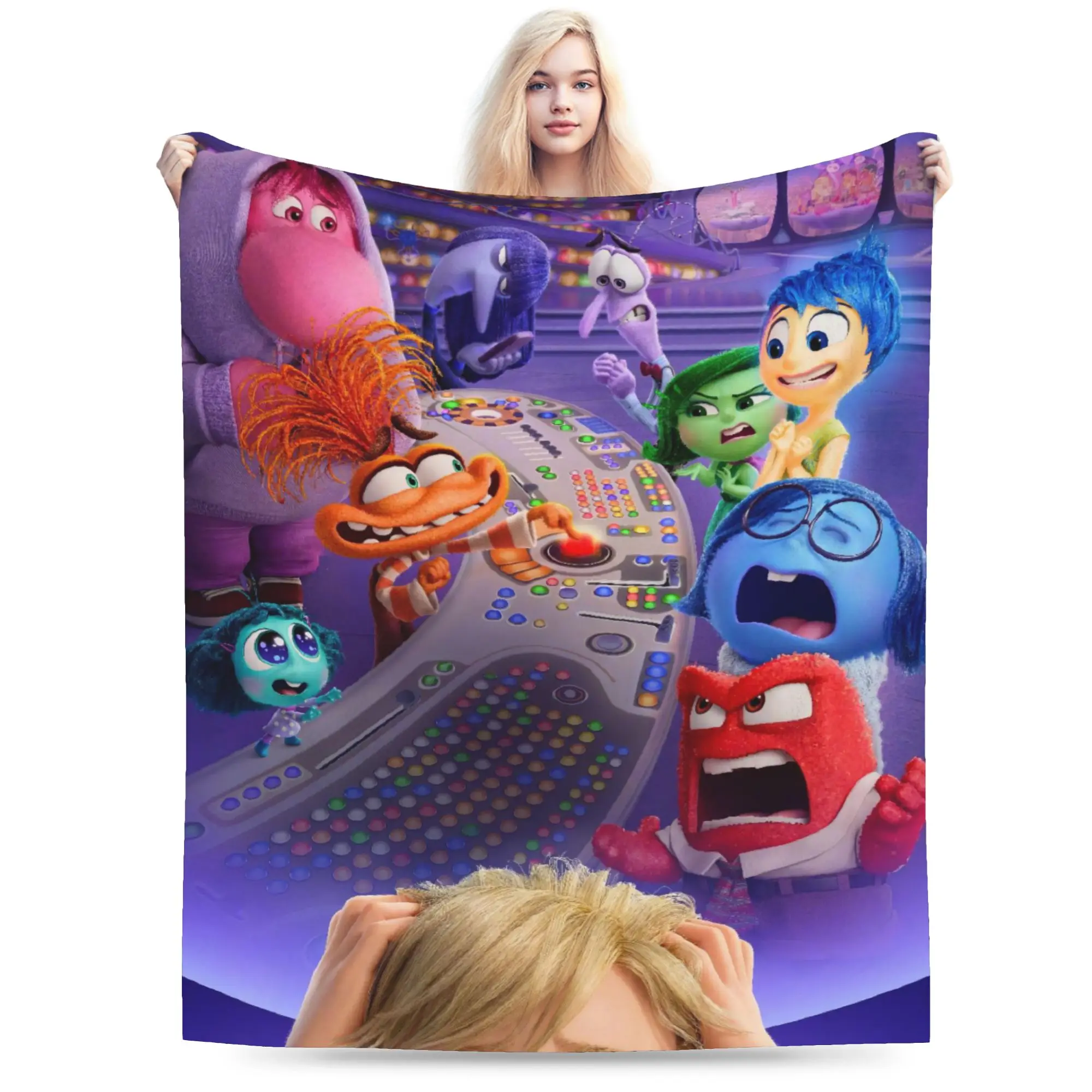 

Cartoon Inside Out Blanket Flannel All Season Portable Super Soft Throw Blanket for Home Car Rug Piece