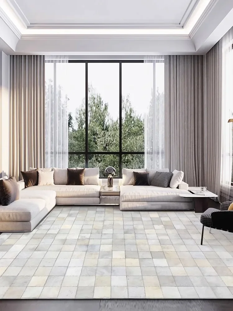 

Modern Natural White Genuine Cowhide Carpet Handmade Patchwork Home Area Rug Real Calfskin Bedroom Bedside Floor Mat American