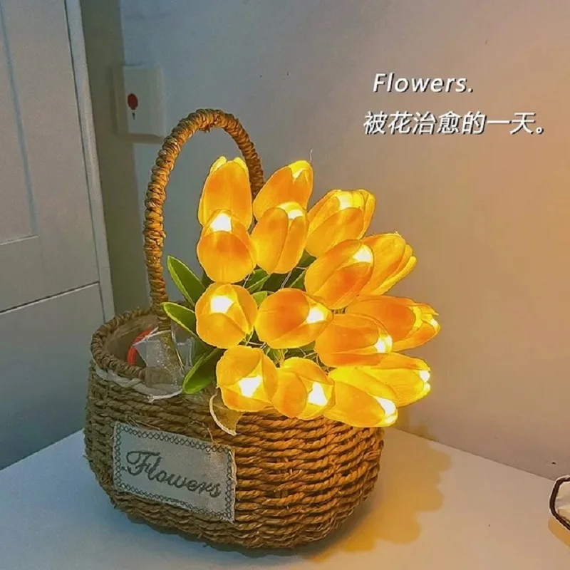 LED Tulip Night Lights Artificial Banquet Flowers Tulip Table Lamp Bedroom Night Lamp Wedding Party Decoration Birthday Gifts