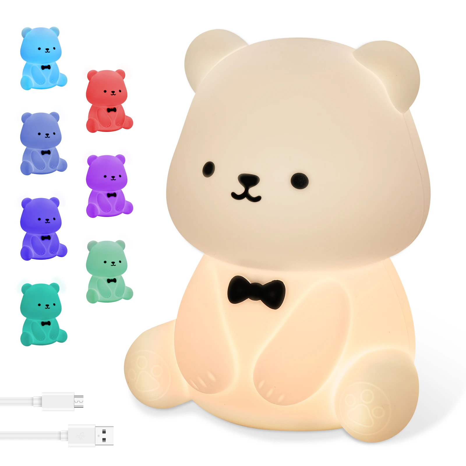 Cute Bear Night Light LED Night Lamp Sleep Lamp Bedroom Bedside Night Atmosphere Lamp for Kids Baby Gifts Home Decoration