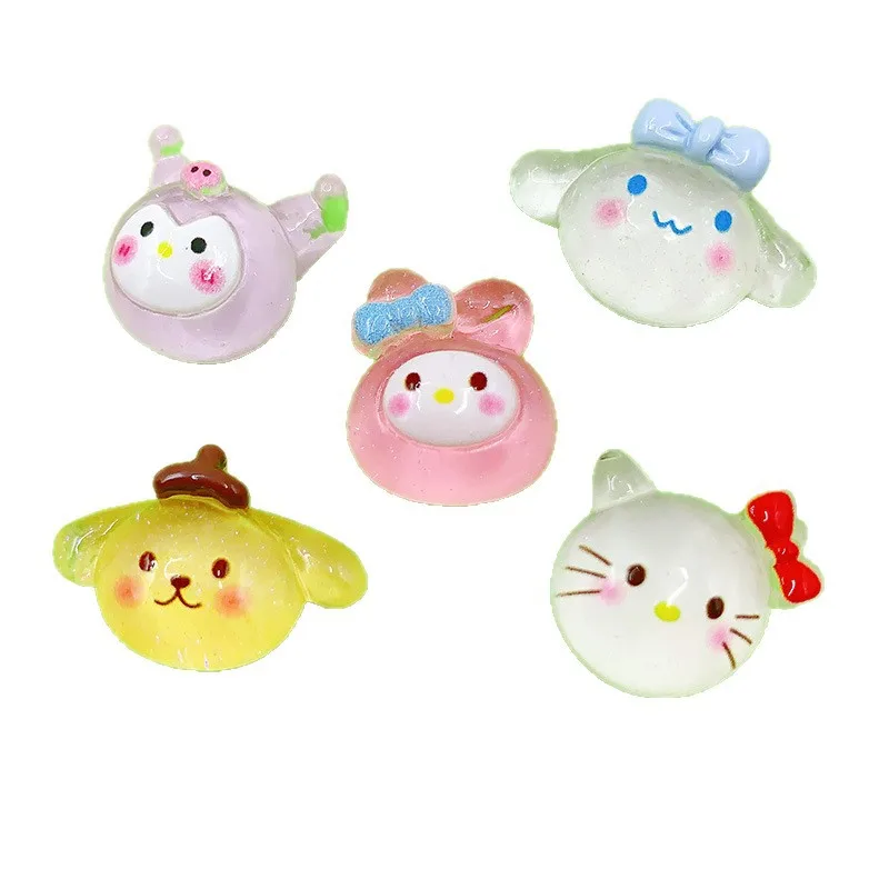 ملحقات مينيسو الجديدة السمين الجليدية سانليو المختلطة من الراتينج، مشبك شعر، جراب هاتف، إكسسوارات للشعر، ملحقات غراء كريمي