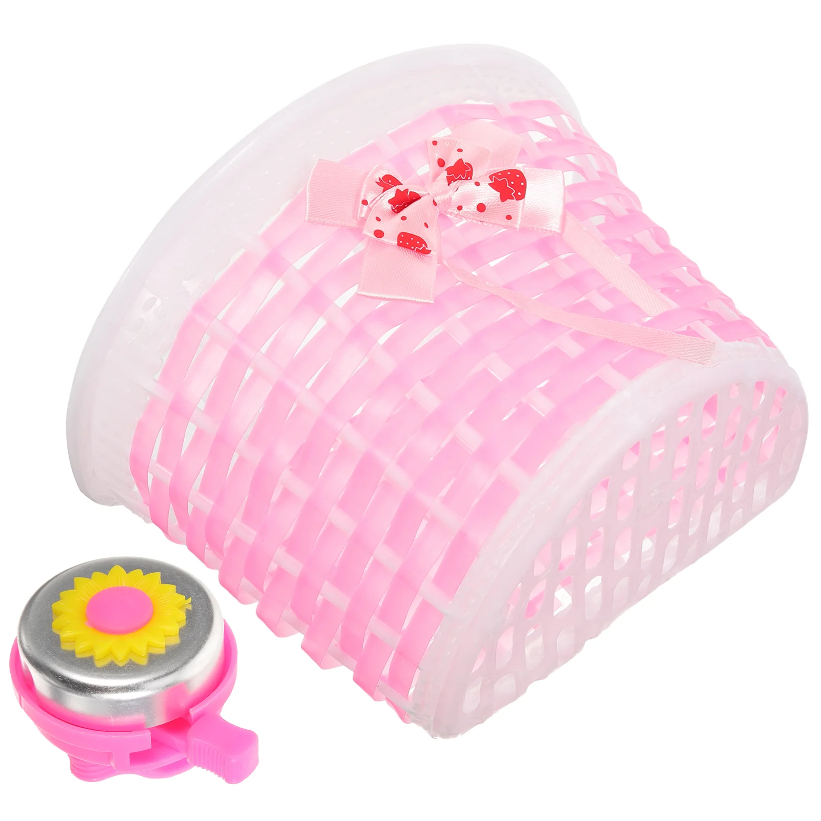 

Tricycle Children's Bicycle and Scooter Woven Basket Baby Bell (1 Pink + Bell) 2pcs Mountain Bike Kids Container