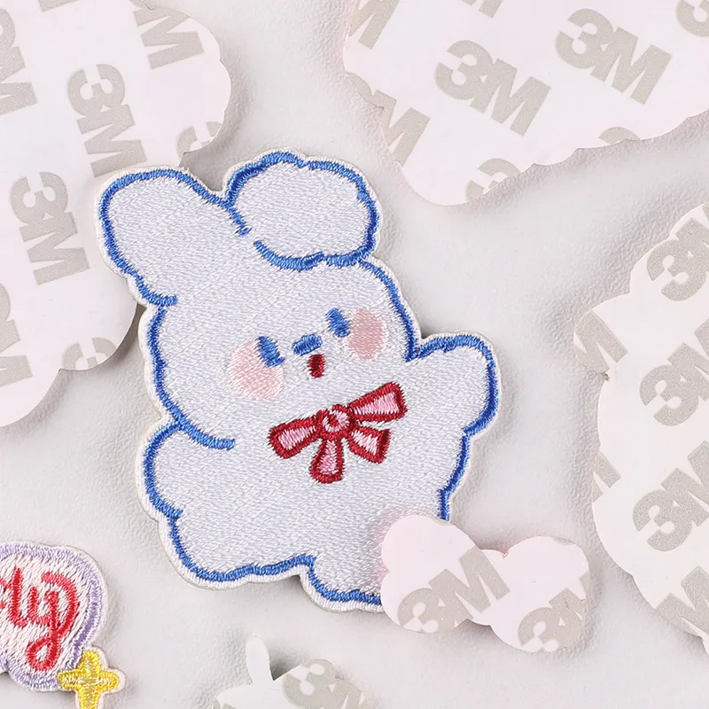 Cute Cartoon Animal Patch Rabbit Sheep Strawberry Embroidered Patches On Clothes Stickers Hand Ledger DIY Self-adhesive Badge