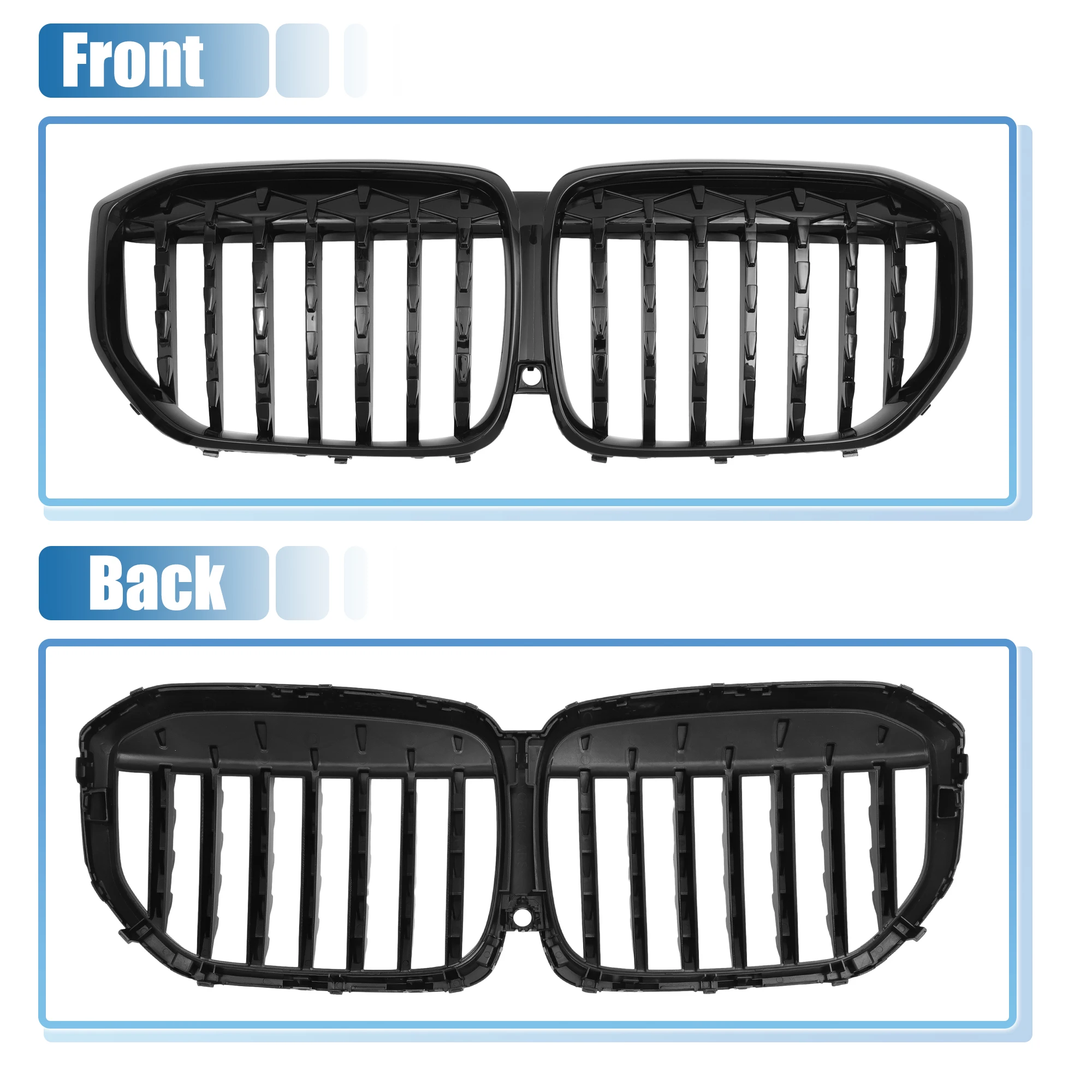 UXCELL 1 Pcs Front Hood Bumper Grille Grill for BMW x5 G05 2018 2019 2020 2021 2022 2023 51137454888/51137454890 Black