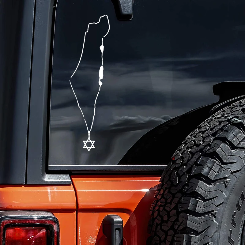 30x9cm Vinyl Decal  Israel Map Necklace Car Sticker Waterproof Auto Decors on Truck Bumper Rear Window