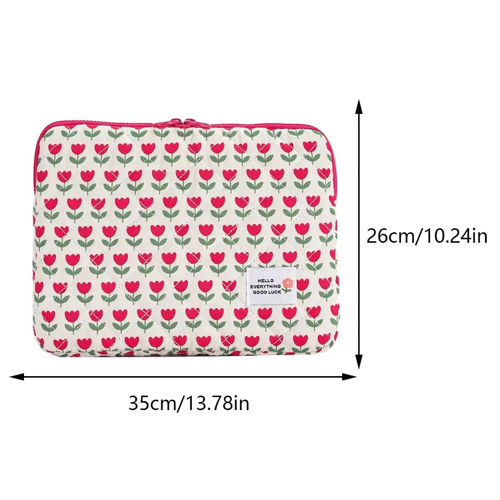 Computer Bag Cute Flower Laptop Sleeve Protective Soft Padded Polyester Vertical Case Zipper Cover Compatible for 14 in Notebook