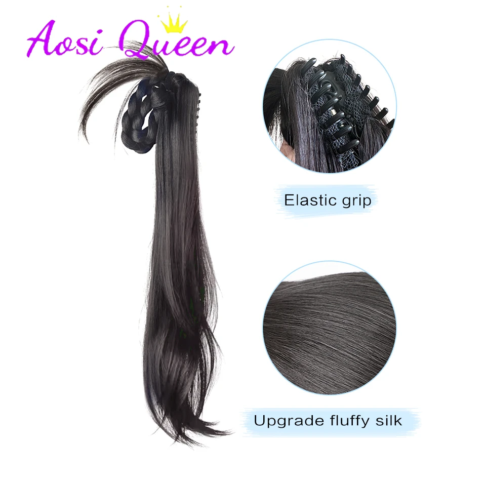 AOSI Synthetic Grabbing Clip Ponytail Wig Gentle Tthousand Gold Braid Weaving Side Ball Head Low Ponytail Wig Braid Ponytail