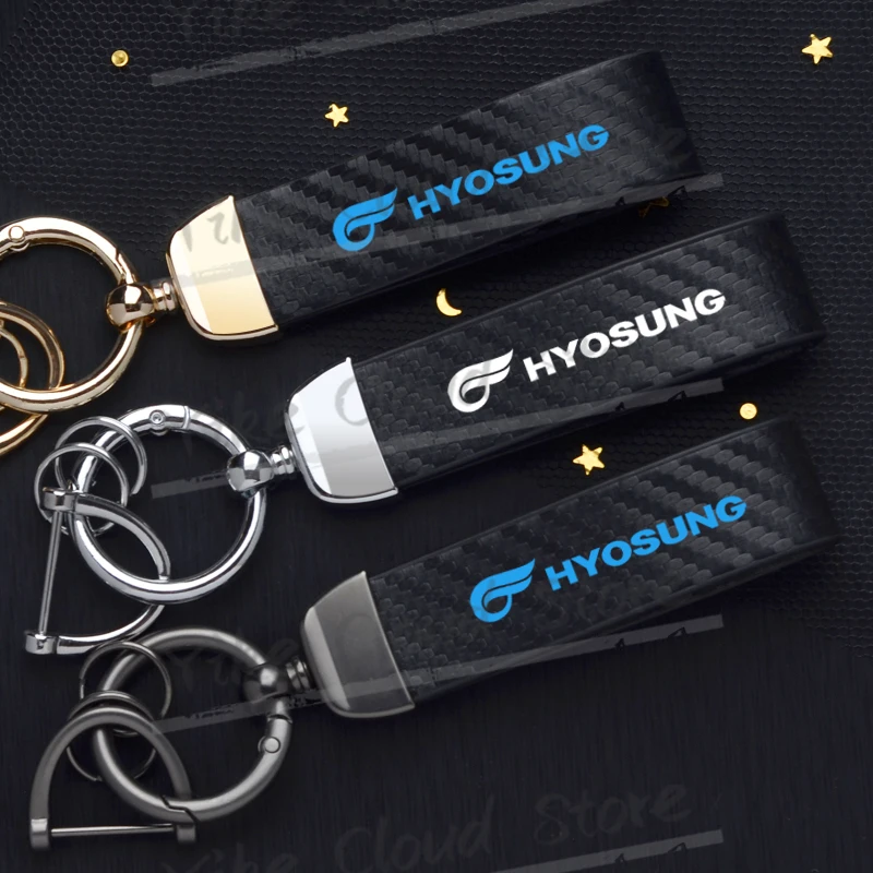 

Ultra HD Printed For Hyosung GT650 GT250 GV350X GV300S GV650 125 Logo Carbon Fiber Textured Leather Keychain Motorcycle Keychain