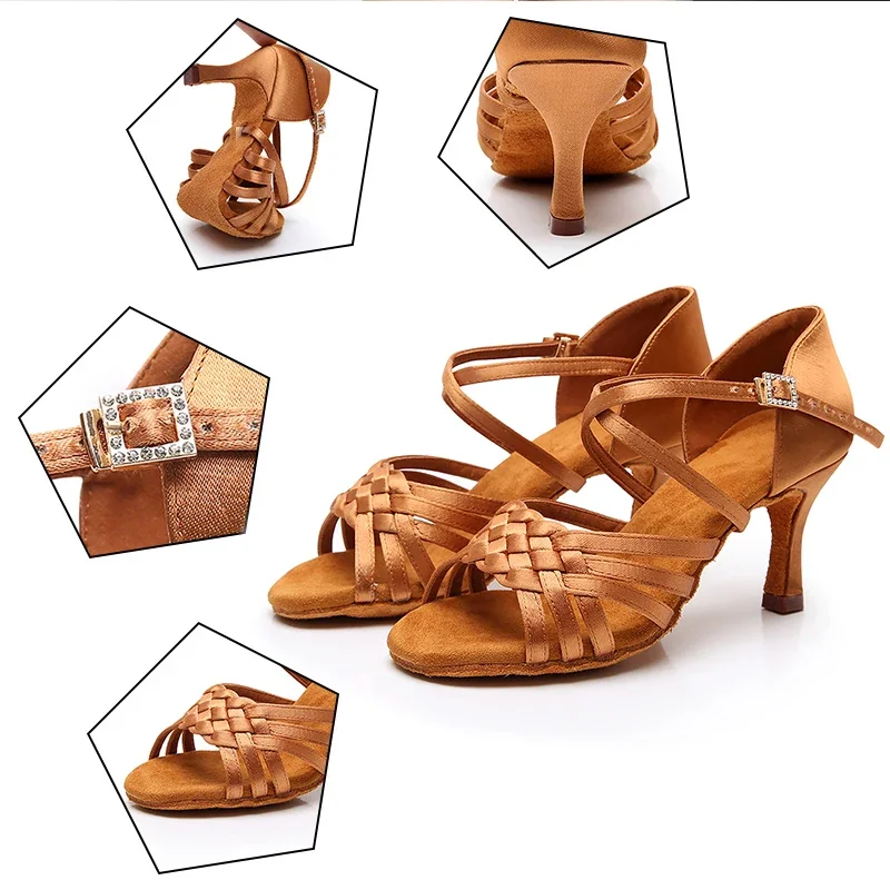 Sepatu dansa wanita, Sandal Salsa, sepatu dansa Latin, sepatu Ballroom Modern, sepatu penampilan Tango Jazz