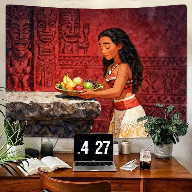 

1 шт. Дисней Моана тропическая принцесса гобелен современное настенное искусство гостиная спальня декор в общежитии подарок фрукты эстетика в этническом стиле