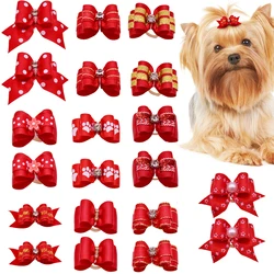 Lazos pequeños para el pelo hechos a mano para perro, banda de goma para el pelo de gato, lazo para el pelo, Boutique, Día de San Valentín, accesorios para mascotas, 10 unidades por lote