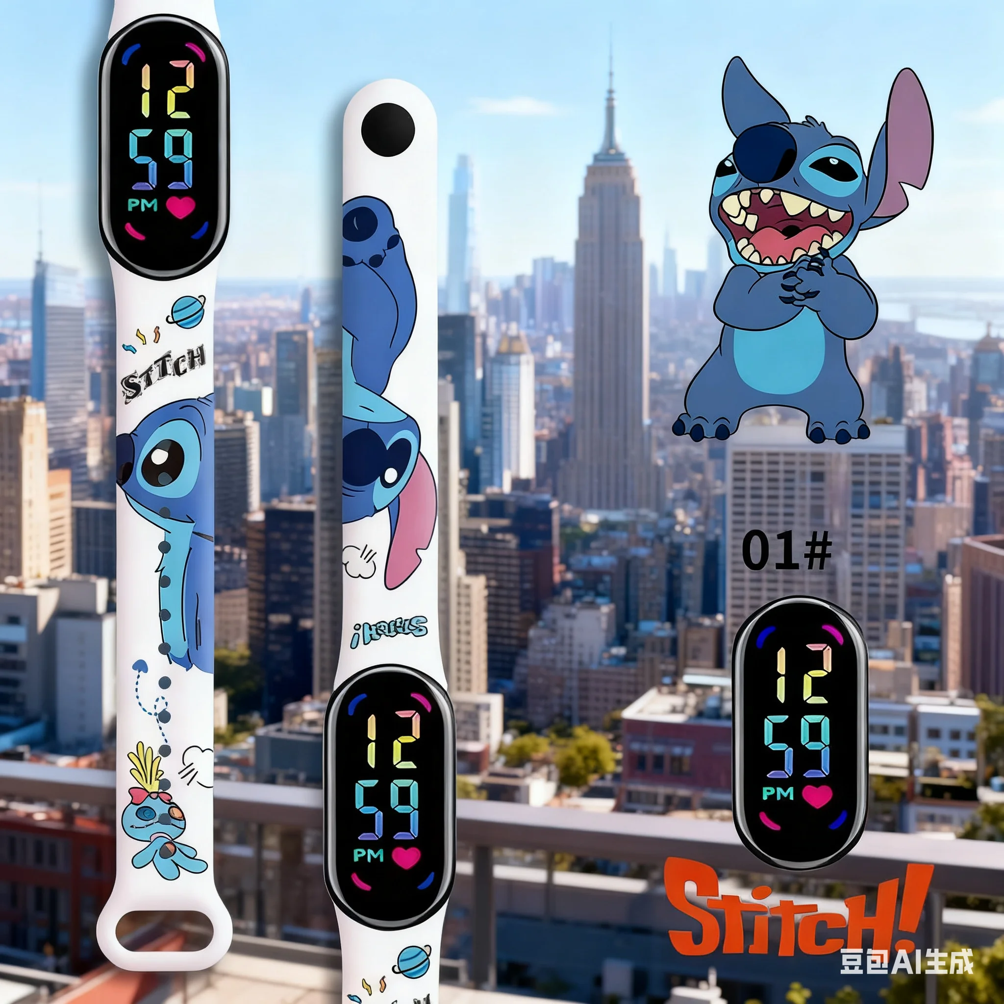 

Wholesale new Stitch cartoon electronic watches cute children's cartoon printing elementary school sports watches