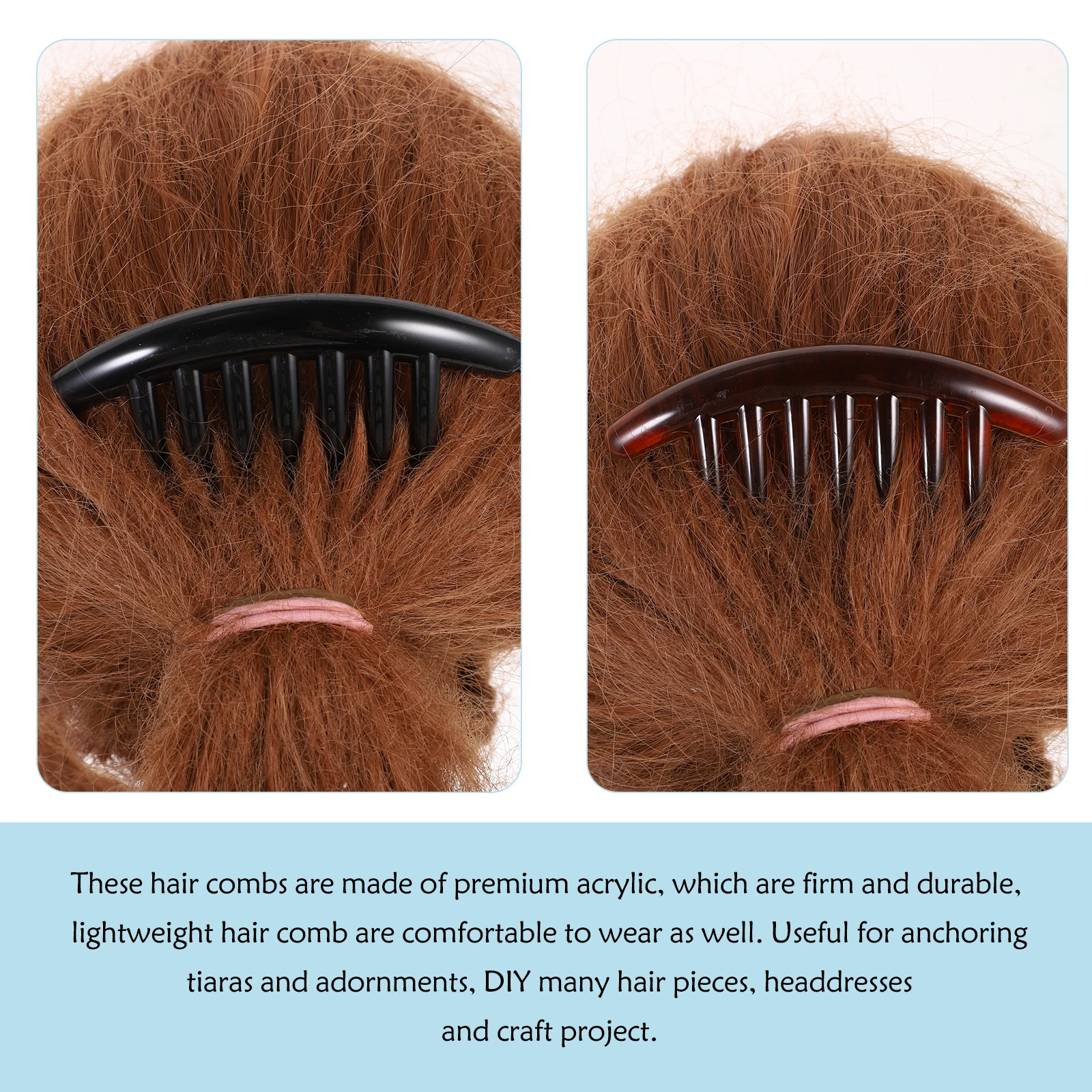 

10pcs Acrylic Hair Combs 7-Teethed Side Insert Combs For Women Girls Black Use Portable Long Tooth Bun Comb For All