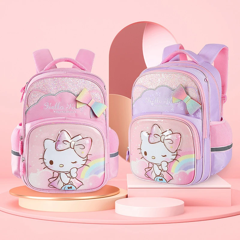 Miniso Hello Kitty Girl Schoolbag Primary Student School Bag Children Cute Relieve Burden Backpack Pupil Cartoon Grades 1-3 Gift