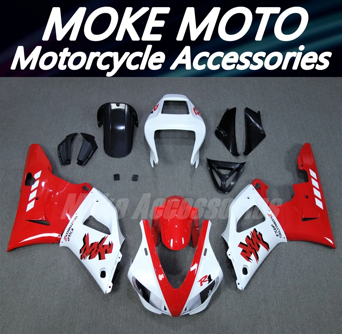 

Moke moto Motorcycle Fairings Kit Fit For Yzf R1 1998-1999 Bodywork Set High Quality ABS Injection White Red