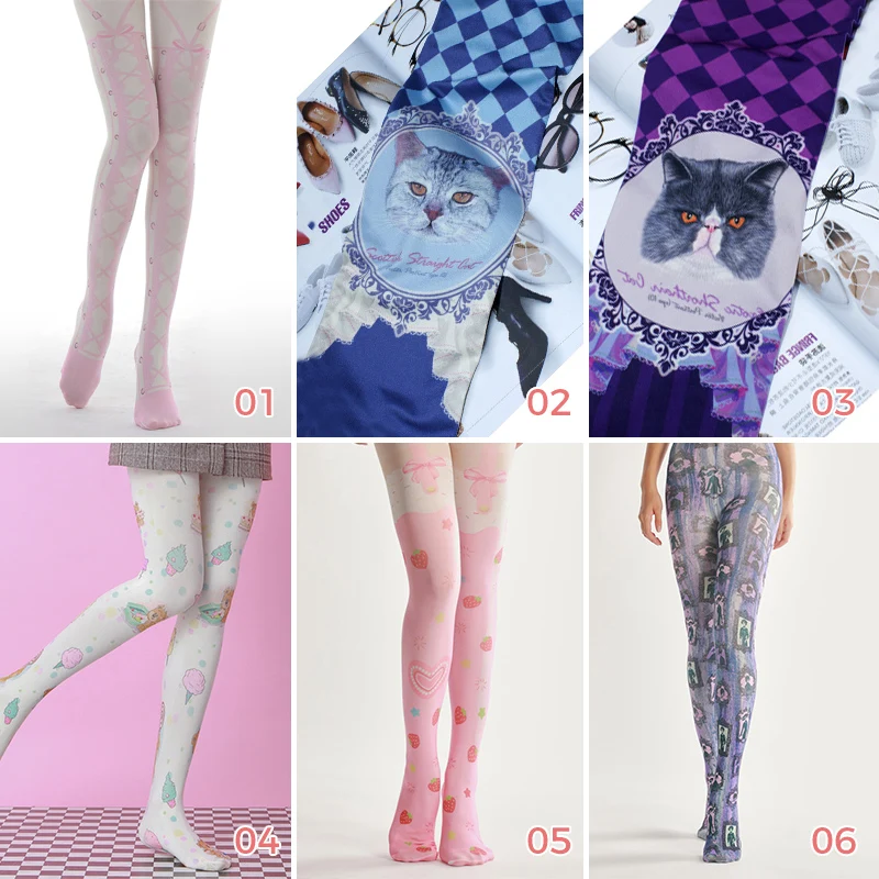 

Japanese Style Harajuku Tattoo Pantyhose Women Fashion Stocking Gothic Retro JK Pantyhoses Lolita Cute Kawaii Tights Socks