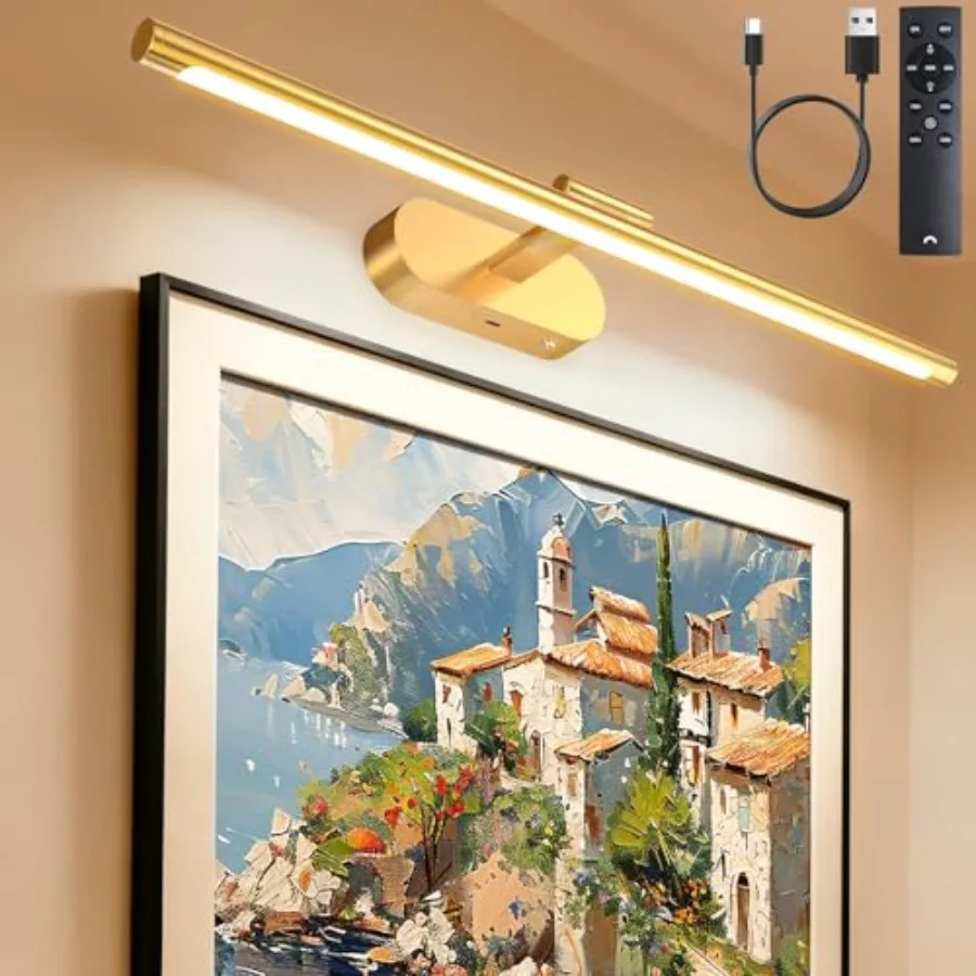 Wireless Picture Lights for Wall, Art Light with Remote and Timer 8000mAh Battery Operated, 3 color Temps, 4 Brightness Levels,