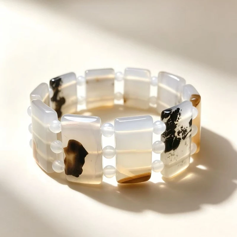 New Natural High Ice White Floating Flower Three-line Hand Bracelet