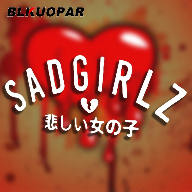 

BLKUOPAR Sad Girl English And Japanese Text Car Stickers Personality Fashion Decal Air Conditioner Windshield Caravan Car Lable