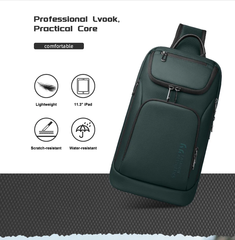 Heroic Knight Multifunktionale Herren-Handtasche mit großem Fassungsvermögen, wasserdichte Oxford-Brusttasche, lässige Umhängetasche für Herren für Outdoor-Sportarten – Detail 3