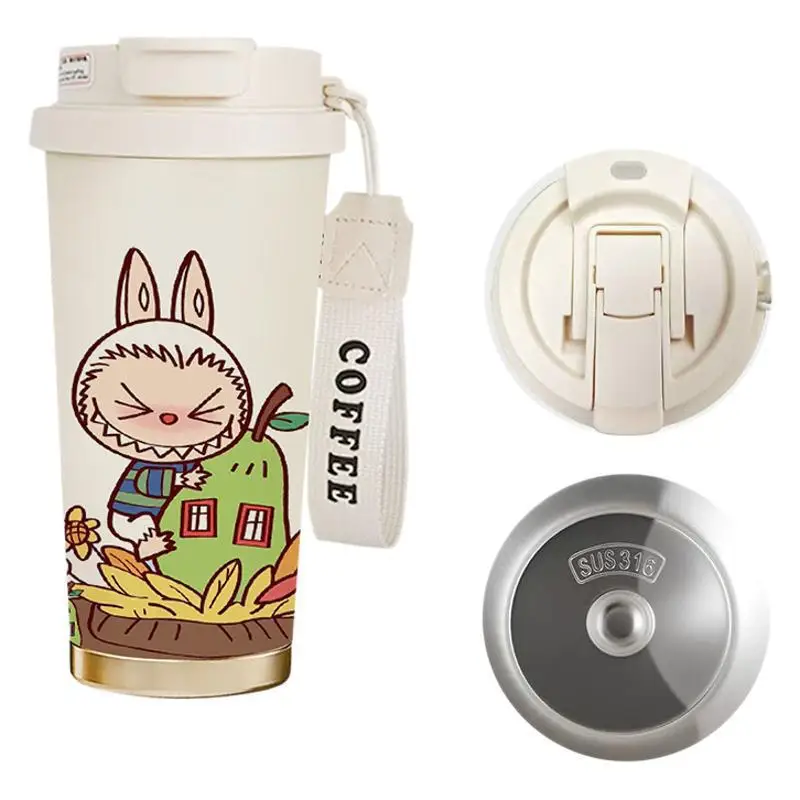 في الهواء الطلق الكرتون مزدوجة شرب كوب بقشة فنجان القهوة 316 ترمس من الفولاذ المقاوم للصدأ كوب عالية القيمة الرجال والنساء كوب ماء