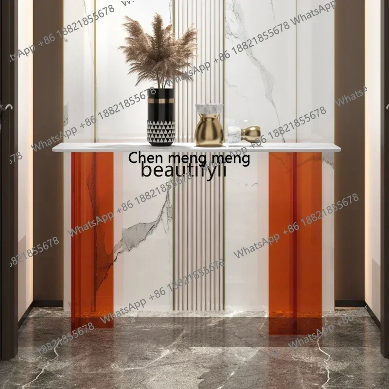 DD  CXH Acrylic Stone Plate Console Tables Wall Modern Simple and Light Luxury Home Decoration a Long Narrow Table Side View Ta