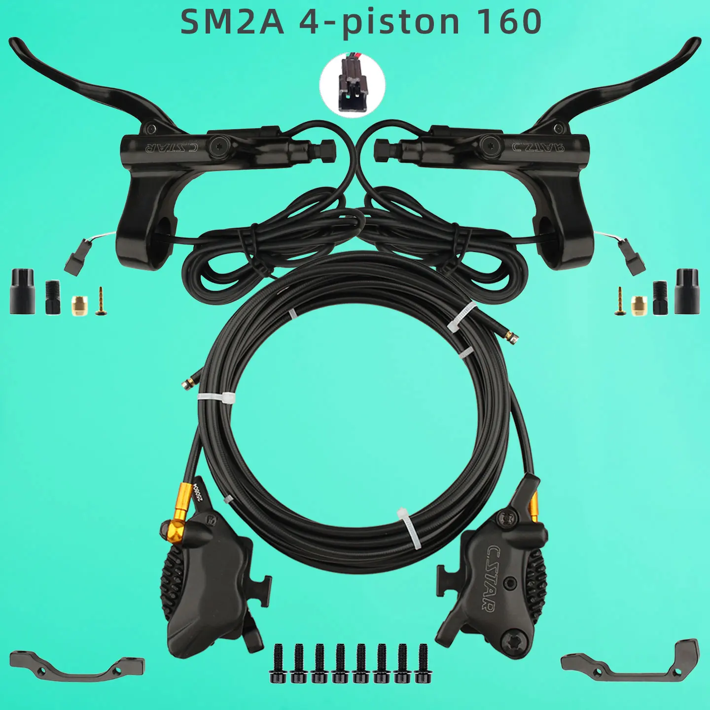 

C. STAR mountain bike 2P/3P/SM2A power-off brake lever electric scooter 4-piston hydraulic left mounted disc rotor accessory set