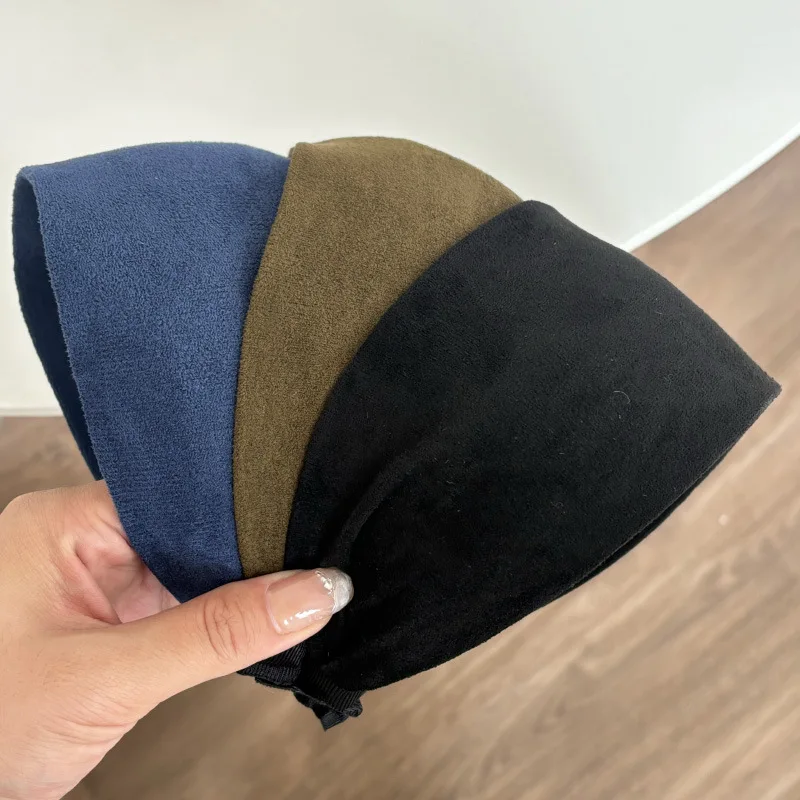 Wide-brimmed suede headband women's hair compression daily face washing non-slip headband hair accessories headgear.