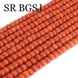 4x6mm Different Shape Rondelle Drum Column Jewelry DIY Loose Natural Spacer Vintage Seed Orange Coral Beads 15