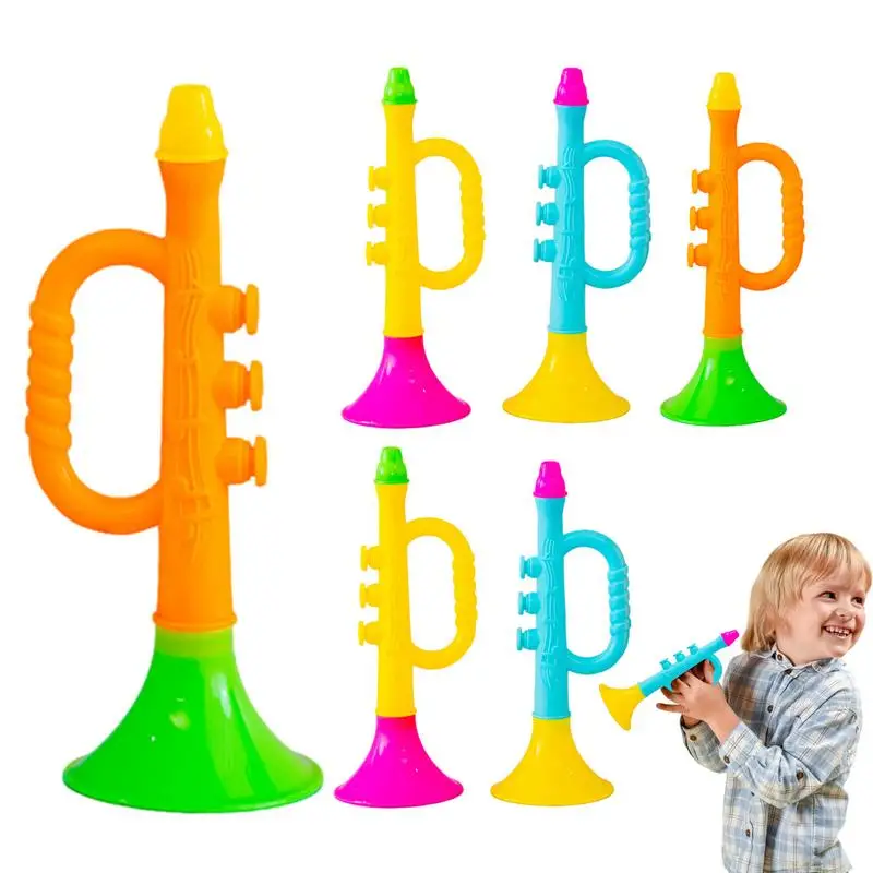 

6pcs Trumpet Prop Musical Toys For Kids Novelty Creative Children's Horn Toys For Birthday Events Music Class Graduation Parties