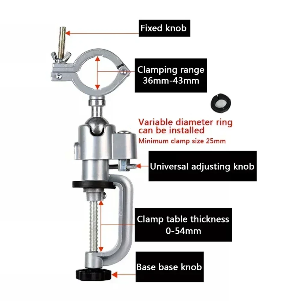 360 Degree Rotating Table Vise Bracket Multifunctional Aluminium Alloy Swivel Bench Clamp Electric Drill Stand Rotating Tool