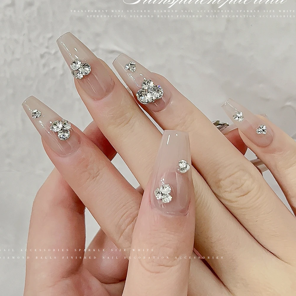 10 قطعة (SS6-SS28) ثلاثية الأبعاد لامعة كومة التدريبات مسمار جوهرة فاخرة كريستال 3/4/6/7/9 مللي متر الجليد شفافة مسمار الماس DIY بها بنفسك مانيكير كومة ستراس