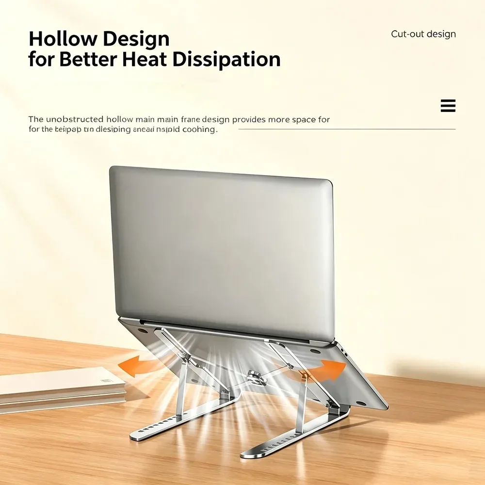 KEBIDUMEI Foldable Aluminum Laptop Stand Adjustable Lifting Cooling Notebook Holder Anti-slip Computer Bracket Aluminum Alloy