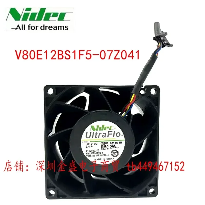 New Original for NIDEC V80E12BS1F5-07Z041 8038 Dual Ball Bearing Cooling Fan
