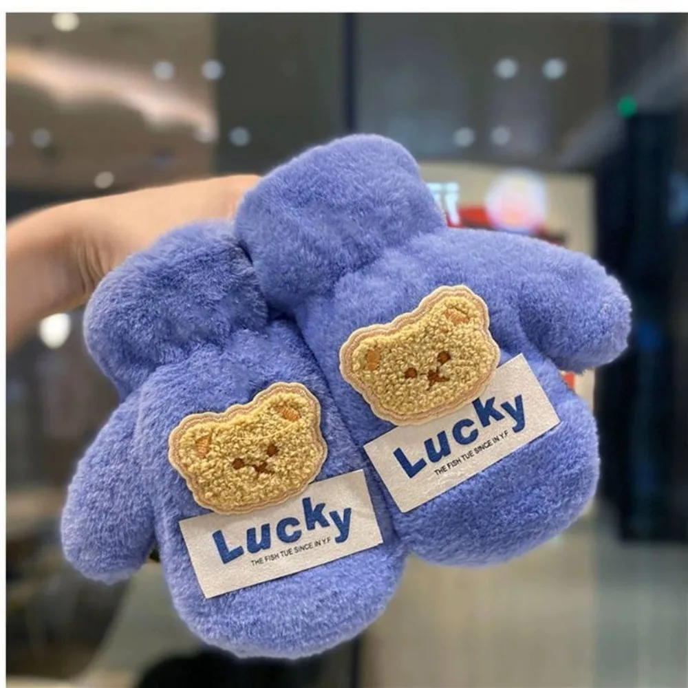 New Touchable Screen Winter Warm Gloves Full Finger Cute Bear Driving Mittens Warm Touch Screen Gloves
