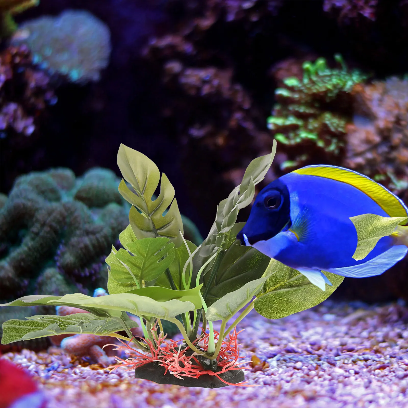 

Realistic Fake Plant Decor For Aquarium Fish Tank Thicken Base Artificial Plants Safe Plastic Aquarium Accessories Large