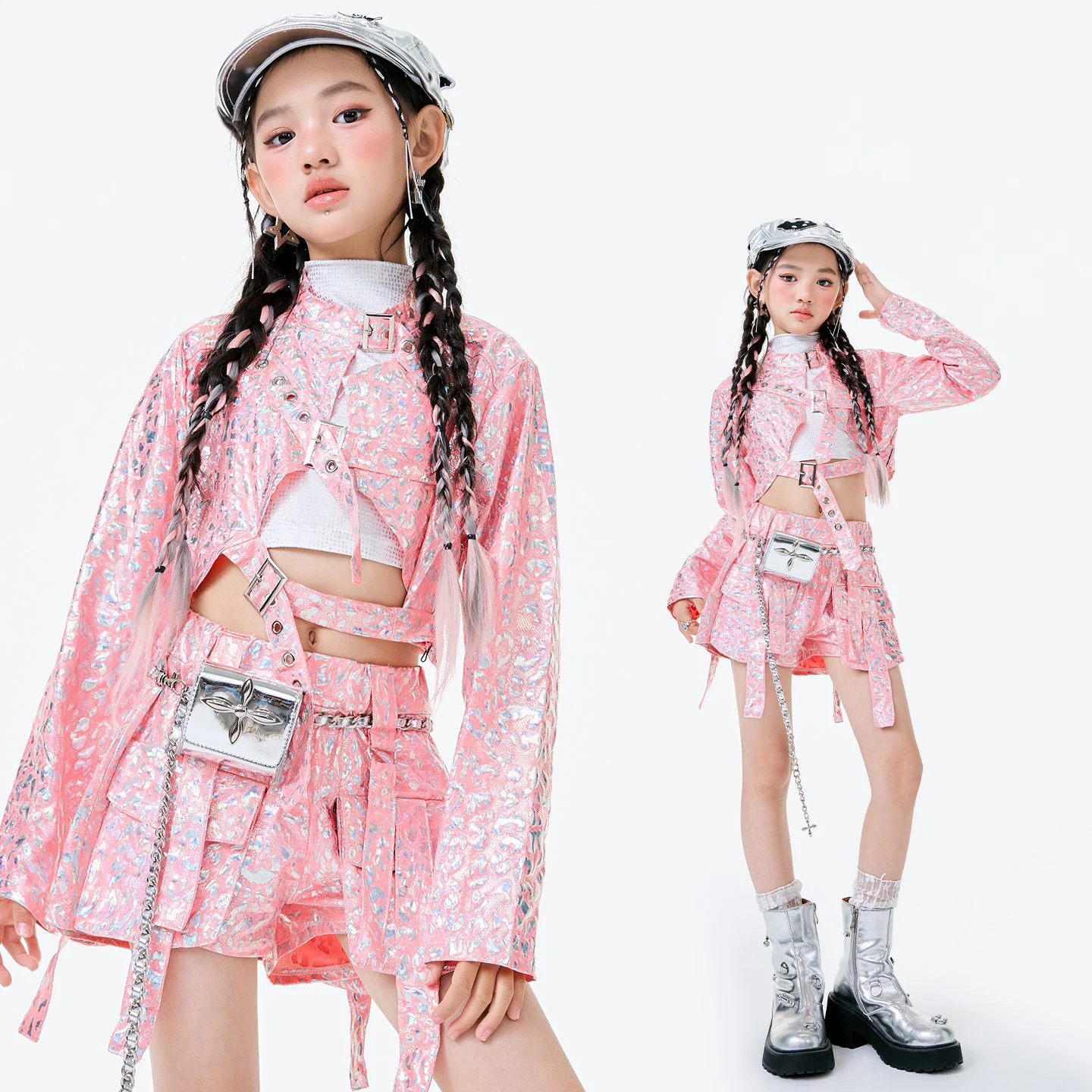 vetements-de-danse-jazz-a-paillettes-roses-pour-filles-costume-de-performance-manches-longues-nombril-hauts-et-shorts-pour-enfants-costume-de-piste-hip-hop-bl17883