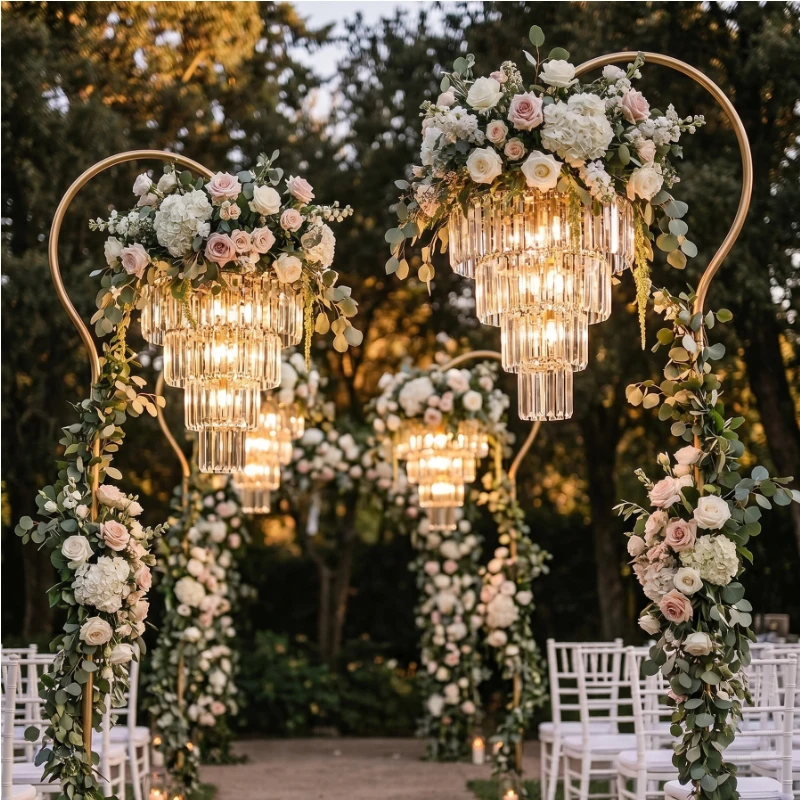 

4pcs Acrylic Crystal Strip Wedding Arch Decoration Iron Walkway Guide Pendant for Stage Hotel Ceiling Backdrop